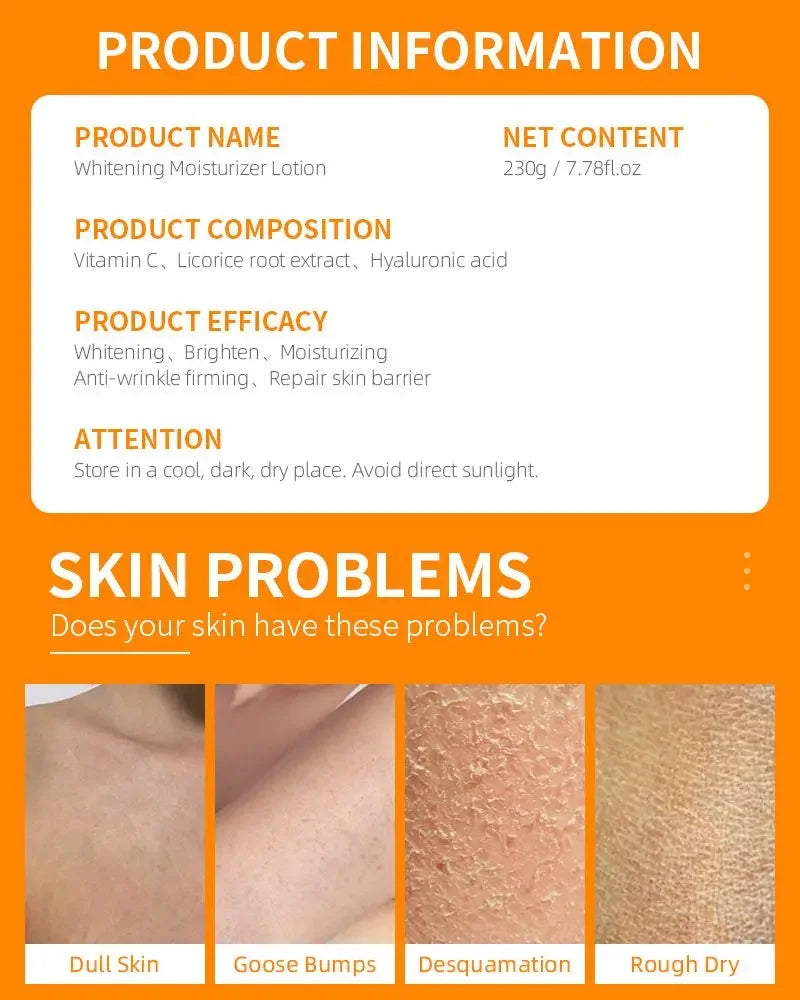 Vitamin C  Whitening Body Cream Moisturizing Lightening Body Lotion Intimate Dark Remove MelaninSkin Care Remove Chicken Skin